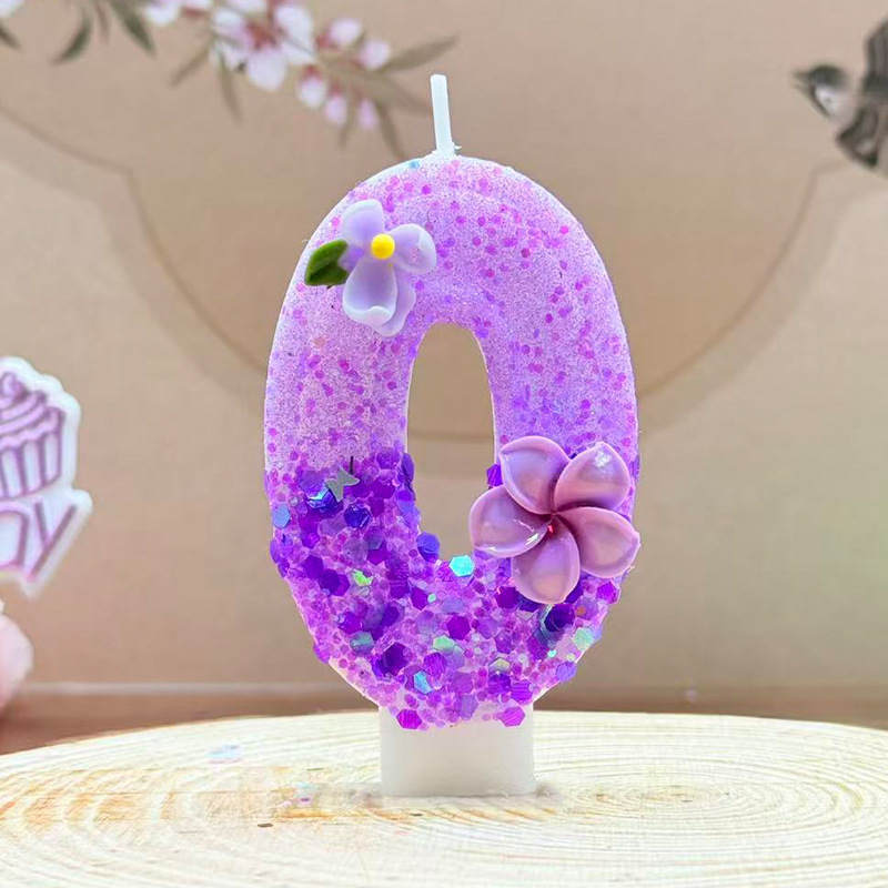 شموع أرقام مزينة بزهور بنفسجية - مراجعة Holiday Candle Set وسعره