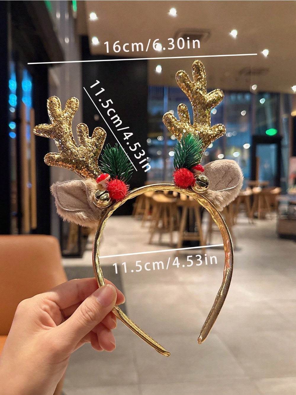 1 قطعة الذهب الترتر الفطر عيد  - مراجعة Reindeer Antlers Headband وسعره